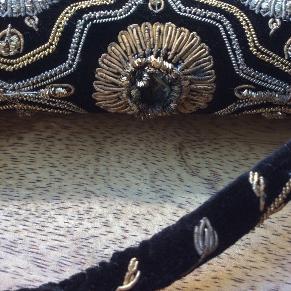 Vintage Kane M Authentic Stones Embroidered Clutch Wristlet Bag Luxury Purse - Picture 6 of 8